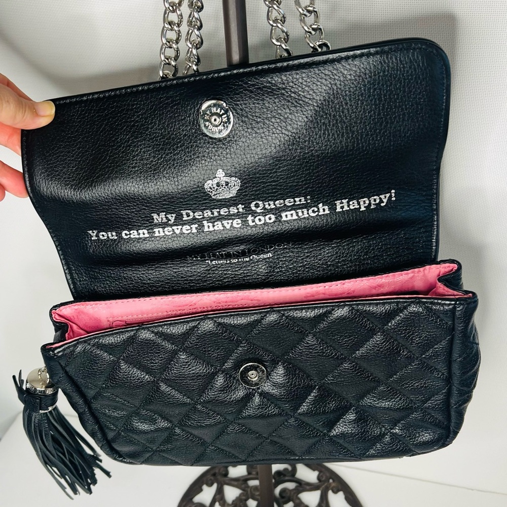 My Flat London LADY BUCKLEY Black Quilted Leather Shoulder Bag $285 Bow Crown - Picture 2 of 11